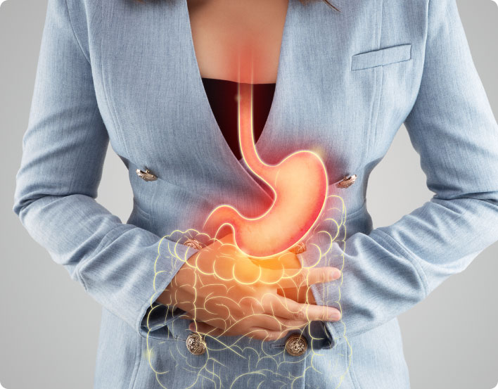 Woman holding stomach