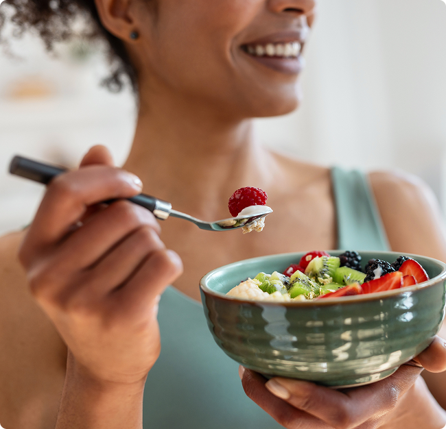 Woman eating a healthy salad